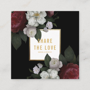 Luxe Zwart Goud Bloemen Deel de Liefde Verwijzing Vierkante Visitekaartje