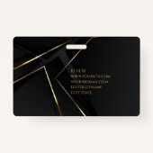 Luxe zwart goud elegante jurist abstracte lijnen badge (Achterkant)