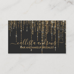 Luxe Zwart Goud Glitter Fringe Gordijn Visitekaartje