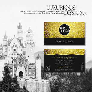Luxe Zwart Goud Glitter Spark Sterren toevoegen Lo Visitekaartje