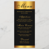Luxe Zwart Goud Kalligrafie Border Bruiloft Menu (Voorkant)