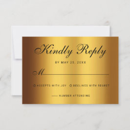 Luxe Zwart Goud Kalligrafie Border Bruiloft RSVP Kaartje