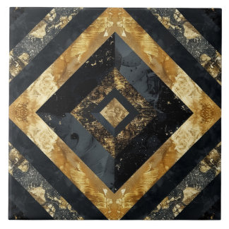 Luxe zwart goud marmer geometrisch tegeltje