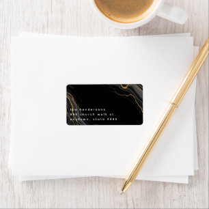 Luxe Zwart Goud Marmer Retouradres Sticker