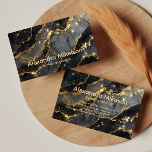 Luxe Zwart Goud Marmer Zakelijk Professioneel Visitekaartje