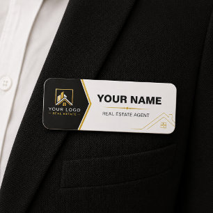 Luxe Zwart Goud Modern Vastgoed Logo Naamplaatje