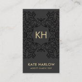 Luxe Zwart  Goud Monogram Visitekaartje (Voorkant)