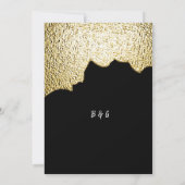 Luxe Zwart Goud Textured Modern Wedding Kaart (Achterkant)