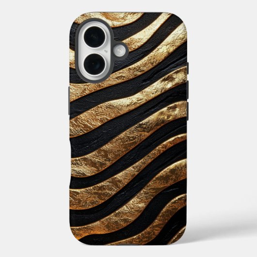 Luxe Zwart & Goud Zebra Strepen Telefoonhoes Case-Mate iPhone Case (Achterkant)