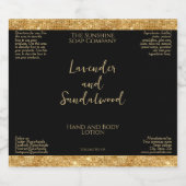 Luxe zwart & gouden glitter cosmetica flesetiket sparkling wijnetiket (Enkel label)