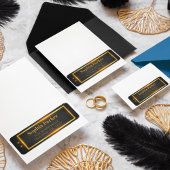 Luxe zwart gouden grappig script retouradres etiket