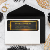 Luxe zwart gouden grappig script retouradres etiket