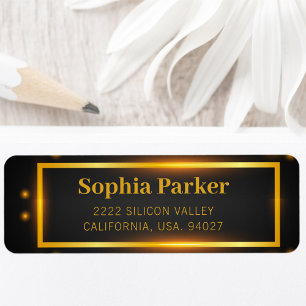 Luxe zwart gouden grappig script retouradres etiket