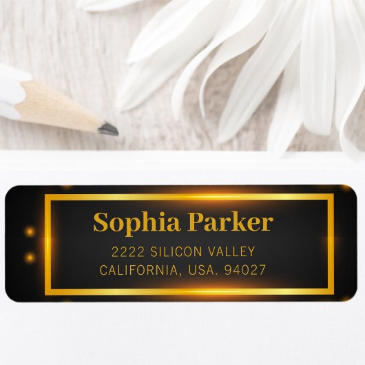 Luxe zwart gouden grappig script retouradres etiket