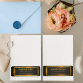 Luxe zwart gouden grappig script retouradres etiket