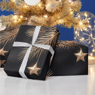 Luxe zwart gouden kerstverpakkings papier | Perso