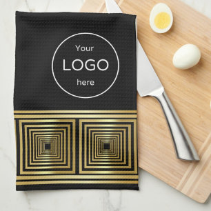 Luxe zwart gouden logo Restaurant chef Theedoek