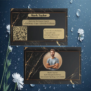 Luxe Zwart Holistisch Welzijn Coach Alcohol Ink Visitekaartje