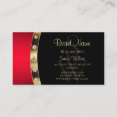 Luxe zwart rood goud met initialen en diamanten visitekaartje (Achterkant)