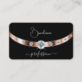 Luxe Zwart Roos Goud met Juwelen en Monogram Visitekaartje (Voorkant)