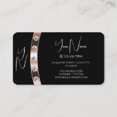 Luxe Zwart Roos Goud met Juwelen en Monogram Visitekaartje (Achterkant)