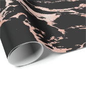 Luxe zwart Roos goudfolie marmer Cadeaupapier (Rol Hoek)