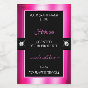 Luxe Zwart Roze Glanzend Briljant Product Label Voedselcontainer Etiket