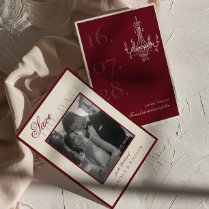 Luxe zwart-wit foto save the date kaart