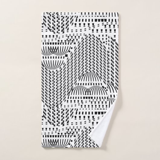 LUXE ZWART-WIT GOLVEND BAD HANDDOEK (Handdoek)