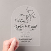 Luxe Zwart & Wit Huwelijk Chic Artistiek Paar Acryl Uitnodigingen (Insitu (Draagbaar))