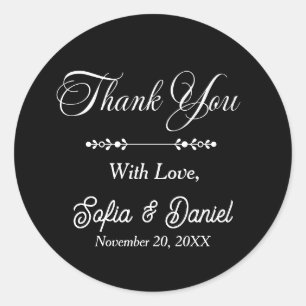 Luxe Zwart & Wit Huwelijk Chic Artistiek Paar Ronde Sticker