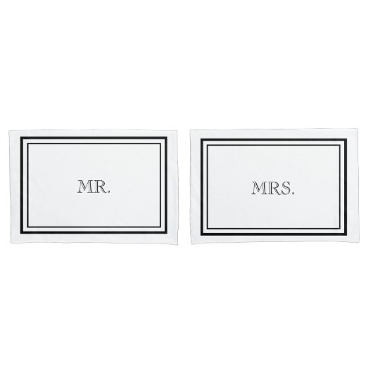 Luxe zwart-wit meneer & mevrouw kussensloop (Voorkant-Set)