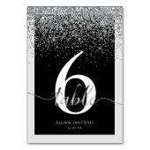 Luxe Zwart Wit Typografie Glitter Wedding Kaart (Achterkant)