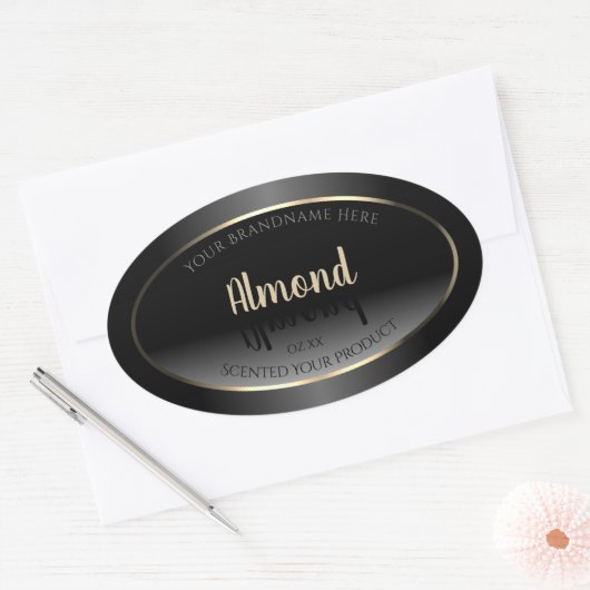 Luxe zwart-witlabel Gold-Lijst Ovale Sticker (Envelop)