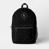 Luxe Zwarte Achtergrond Wit Sparkles Monogram Bedrukte Rugzak (Voorkant)