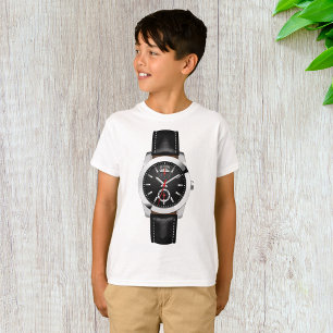 Luxe zwarte chronograaf horloge stijlvol uurwerk t-shirt