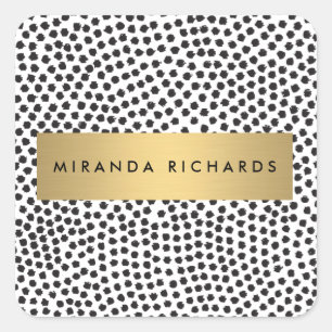 Luxe Zwarte Confetti Stippen met Gold Bar Stickers