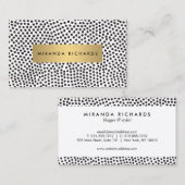 Luxe Zwarte Confetti Stippen met Gouden Bar Visitekaartje (Voorkant / Achterkant)