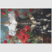 Luxe Zwarte Corset Mannequin Rode Bloemen Decoupag Tissuepapier (Voorkant)