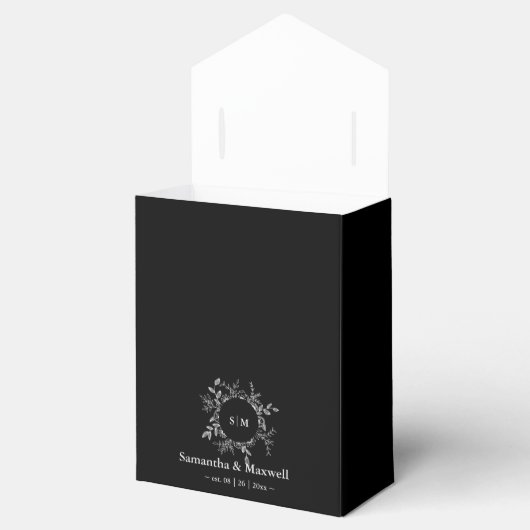 Luxe zwarte elegante custom bedrukte servetten bedankdoosjes (Geopend)