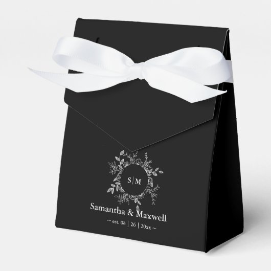 Luxe zwarte elegante custom bedrukte servetten bedankdoosjes (Voorkant Zijde)