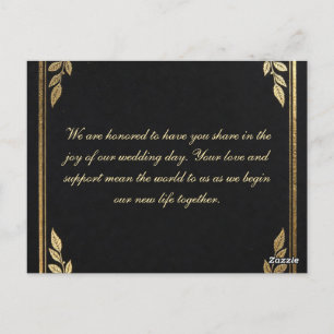 Luxe zwarte en gouden trouwuitnodiging - Elegant Briefkaart