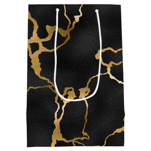 Luxe, zwarte en goudvormig vormgeving medium cadeauzakje (Achterkant)