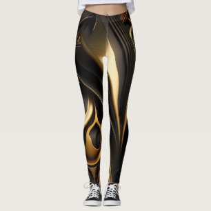 Luxe zwarte en goudziren leggings