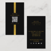 Luxe zwarte Gold QR-code sociale media Visitekaartje (Voorkant / Achterkant)
