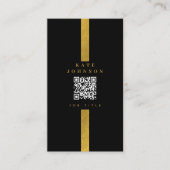 Luxe zwarte Gold QR-code sociale media Visitekaartje (Voorkant)