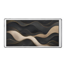 Luxe Zwarte Gouden Abstracte Golf Bureau Mat