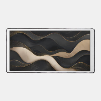 Luxe Zwarte Gouden Abstracte Golf Bureau Mat
