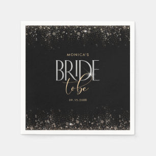 Luxe zwarte gouden glitter bruidsdouche servet