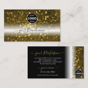 Luxe Zwarte Gouden Glitterende Sterren Logo Toevoe Visitekaartje